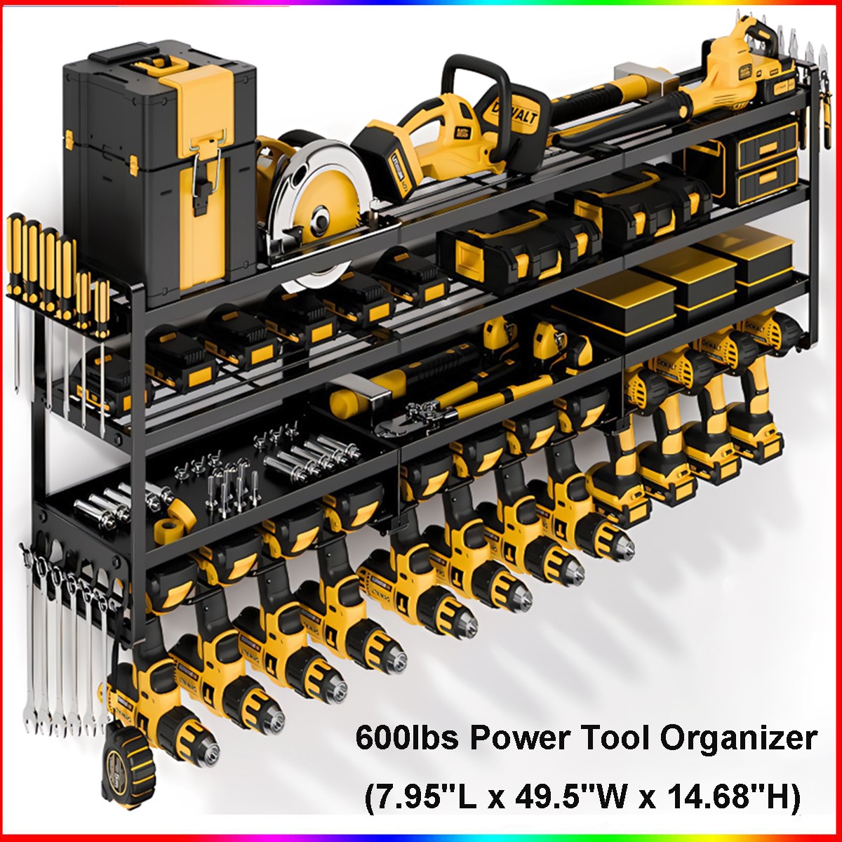 Power Tool Organizer Wall Mounted Power Tool Rack for Cordless Drill Storage New