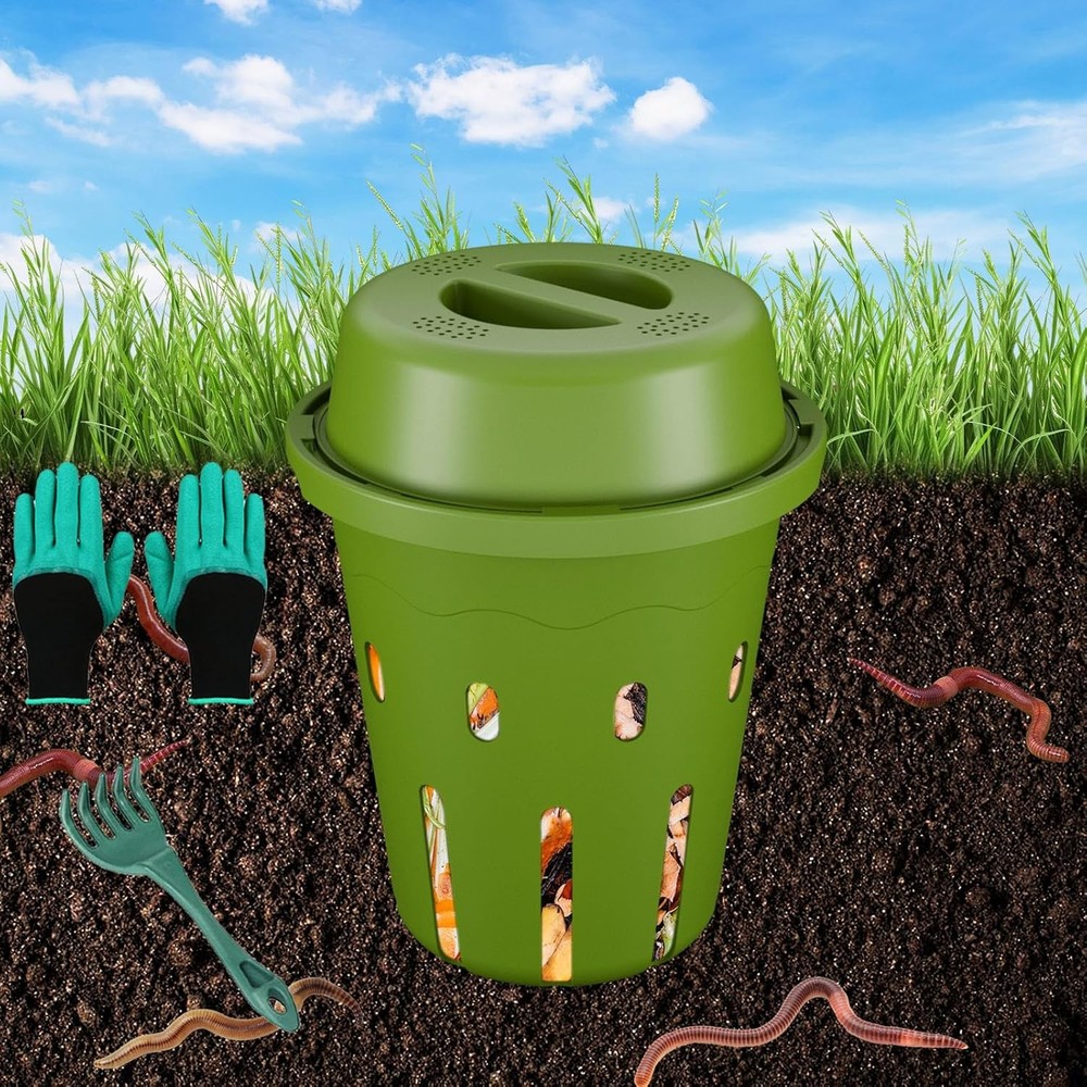 Underground Worm Composting Bin, Outdoor Mini Inground Worm Composter for Beginn