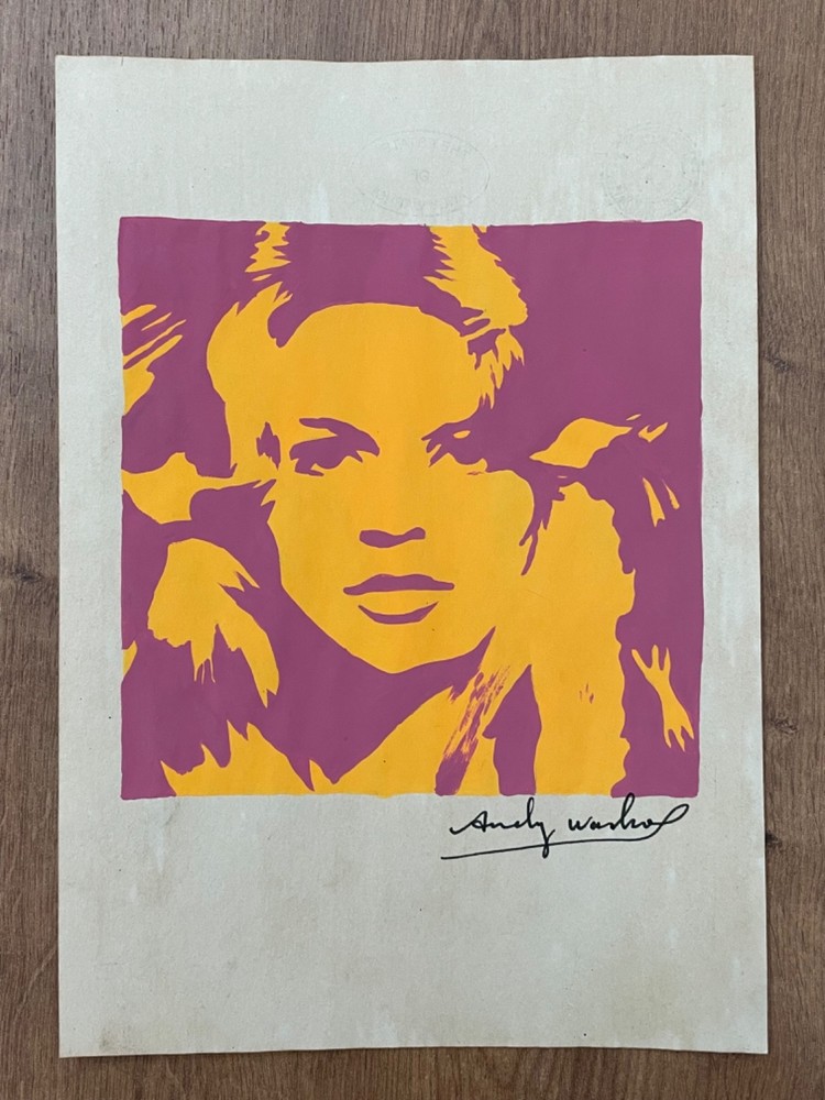 Andy warhol Drawing on paper (Handmade) signed and stamped