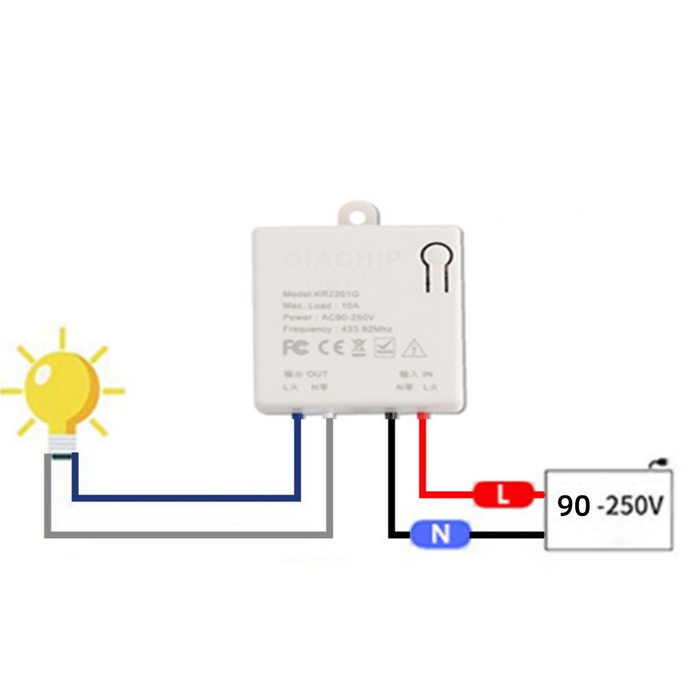 AC 90V~250V 10A 433mhz Receiver Module Wireless Light Switch Anti-interference