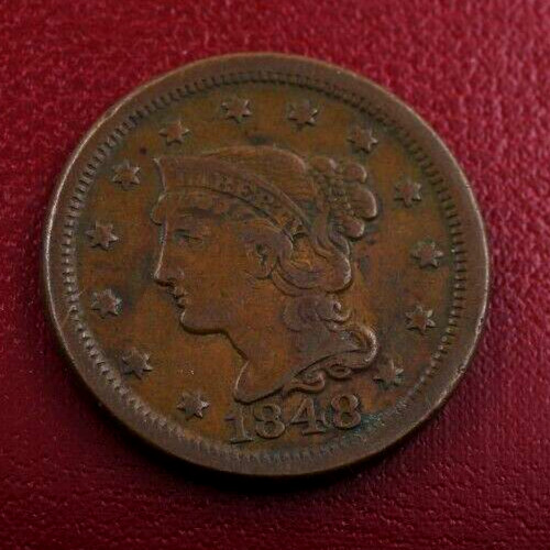 1848 US Large Cent Braided Hair NICE DETAILS