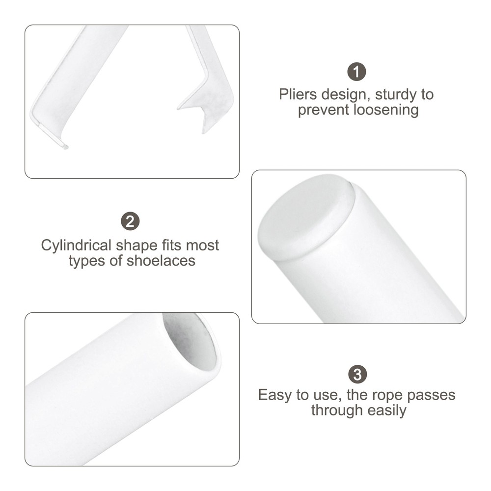 6Pcs Shoelace Tips Alloy Shoelace Head, White Cylindrical Tip Replacement