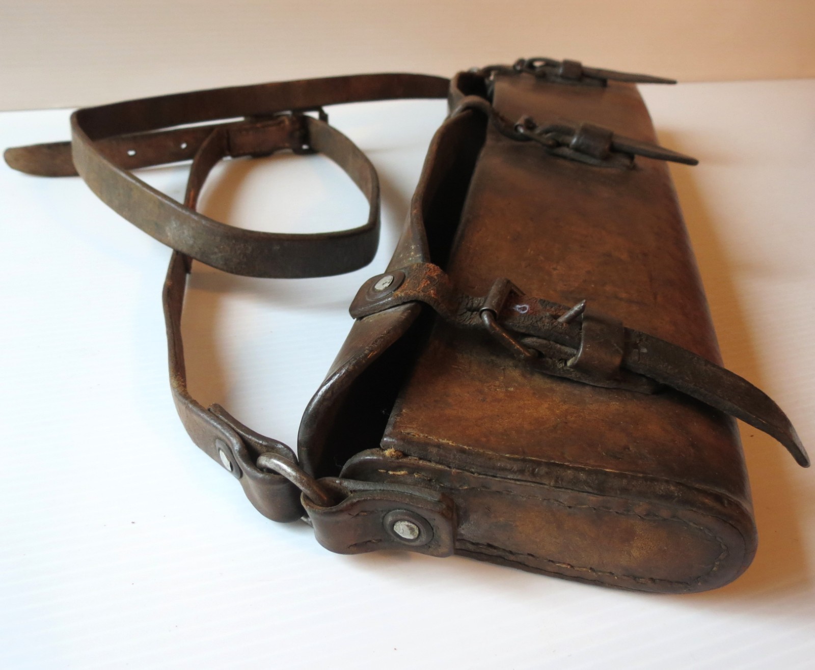 Antique Leather Cartridge Box Case Civil War Era 17 3/4" L