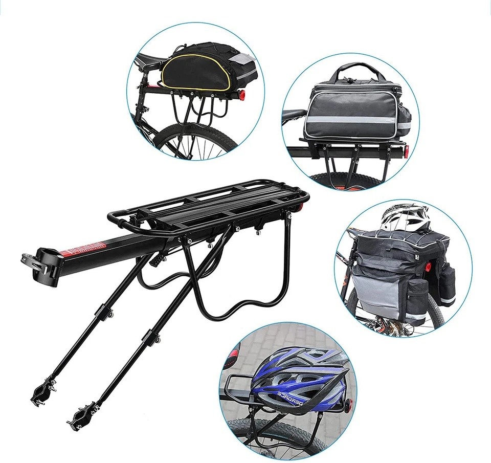 Rear Bike Rack Cargo Rack Alloy Luggage Carrier Bicycle 110 Lbs Capacity Holder