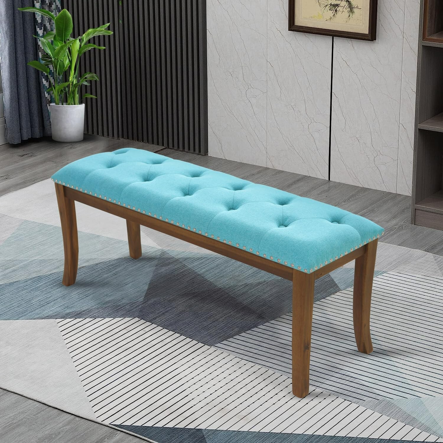 PHI VILLA 44 Inch Upholstered Entryway Bench Ottoman for Dining Room Bedroom