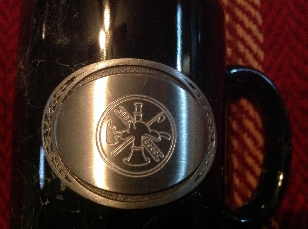 Fireman Symbol Coffee Mug Black Marble Design Linyl