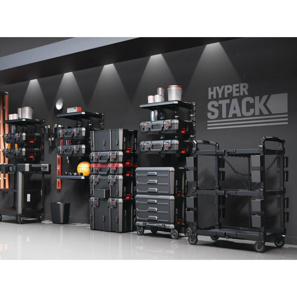 Hyper Tough Hyper Stack Heavy Duty 3 Piece Modular Rolling Toolbox System, Black