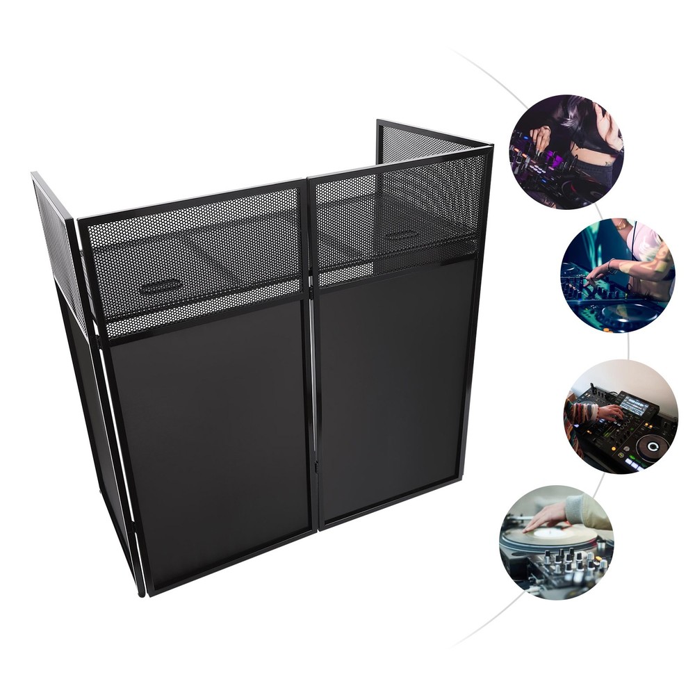 Portable DJ Event Booth Facade Foldable Controller Stand DJ Display Stand Black