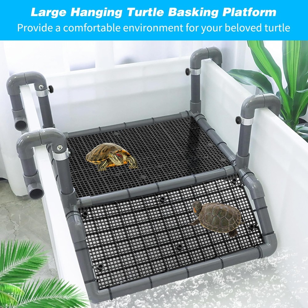 SKARUS Extra Large Hanging Turtle Basking Platform, 13.4"19″ Wider Turtle Doc...