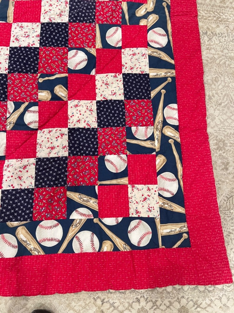 Handmade Baseball Quilt 70 x 57