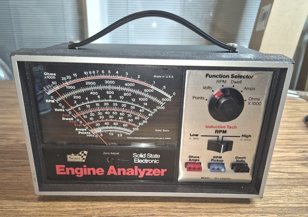 VINTAGE SEARS MODEL 161.214230 SOLID STATE ELECTRONIC ENGINE ANALYZER W/CABLES