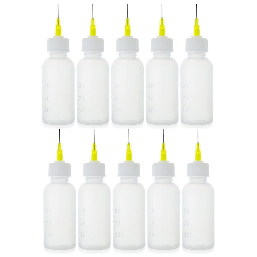 10/20pcs Quality Empty Needle Tip Squeezable LDPE PP Bottles 30/50ml- WHITE CAP