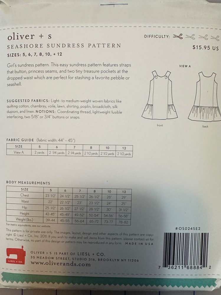Heirloom Sewing Patterns by Oliver & S