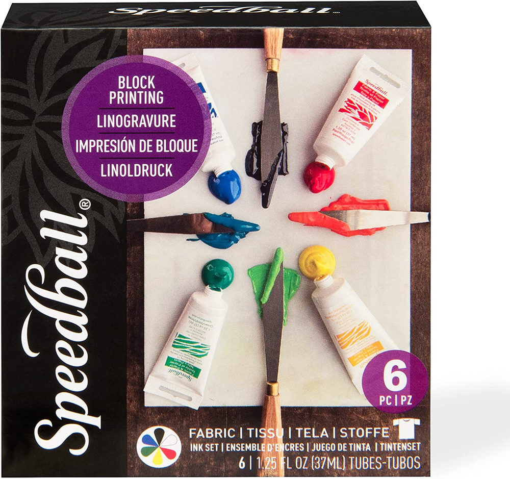 Speedball Block Printing Inks 1.25Oz 6/Pkg, Fabric & Paper