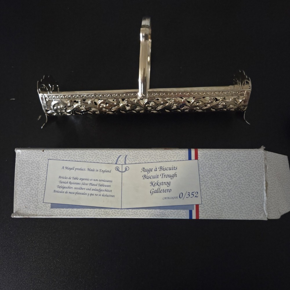 Vintage Queen Anne Silver Plated Cracker Biscuit Rack Tray In Original Box