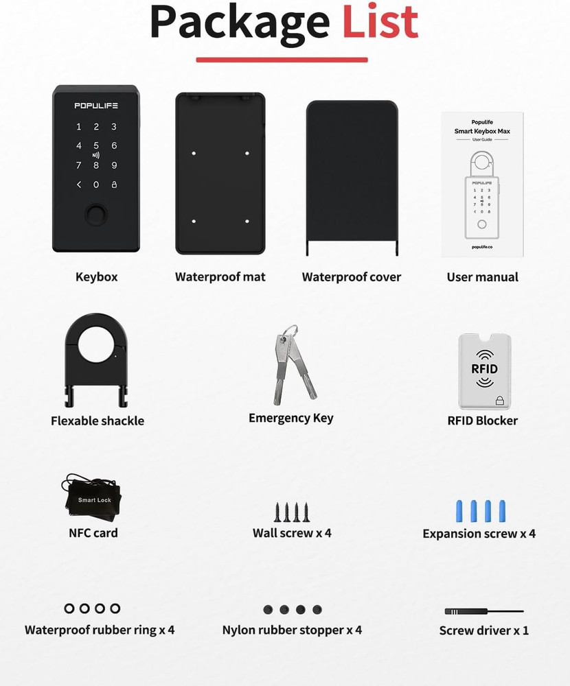 Smart Fingerprint Lock Box for Keys with Code, Wireless Remote Access Key Lock B