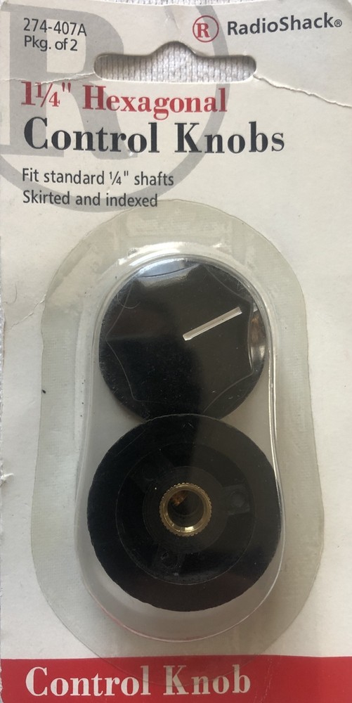 2pk RadioShack 274-407A 1-1/4" Hexagonal Control Knobs