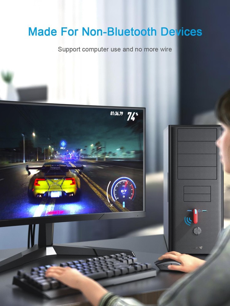 Bluetooth Transmitter Wireless Audio Adapter for Nintendo Switch Lite 3.5mm Jack