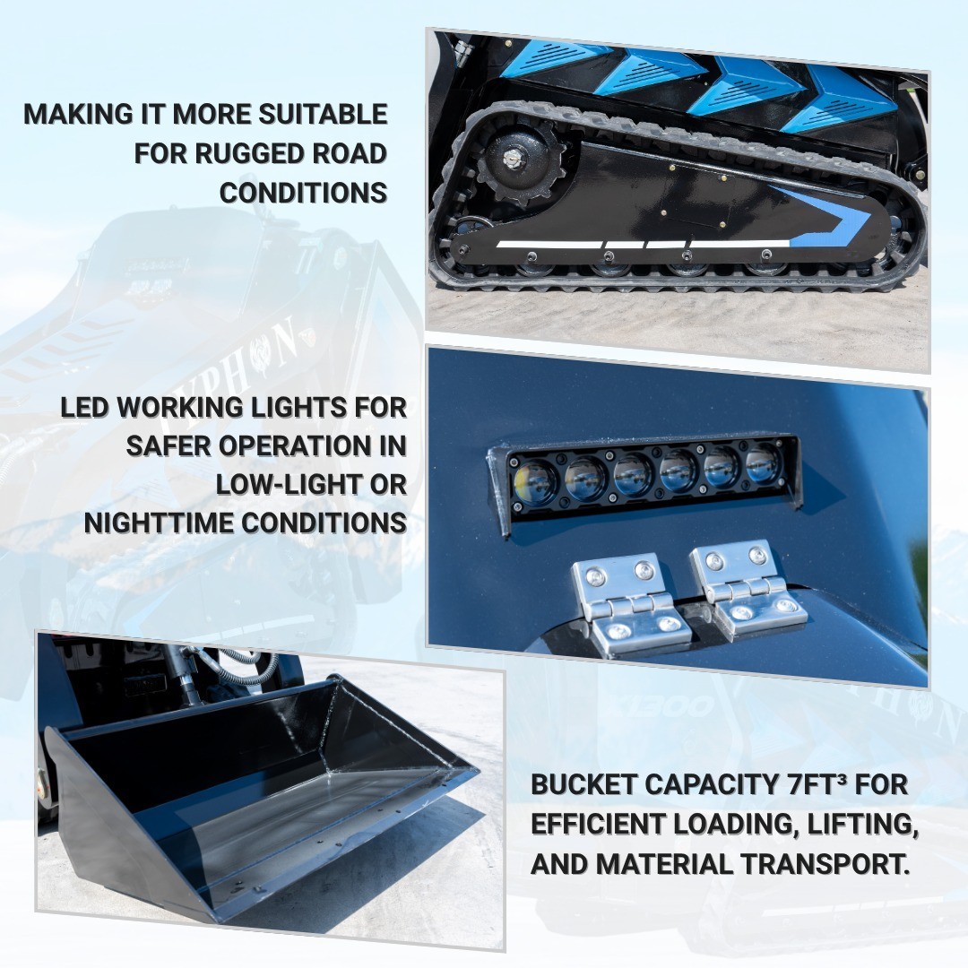 3040lbs TYPHON STOMP X1300 25HP Kubota D1105 EPA Diesel Mini Skid Steer Loader