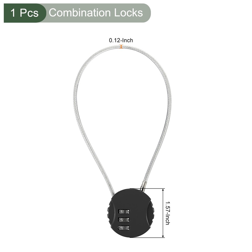 Combination Locks, 3 Digit Outdoor Waterproof Code Padlock (Black, 11.8-Inch)