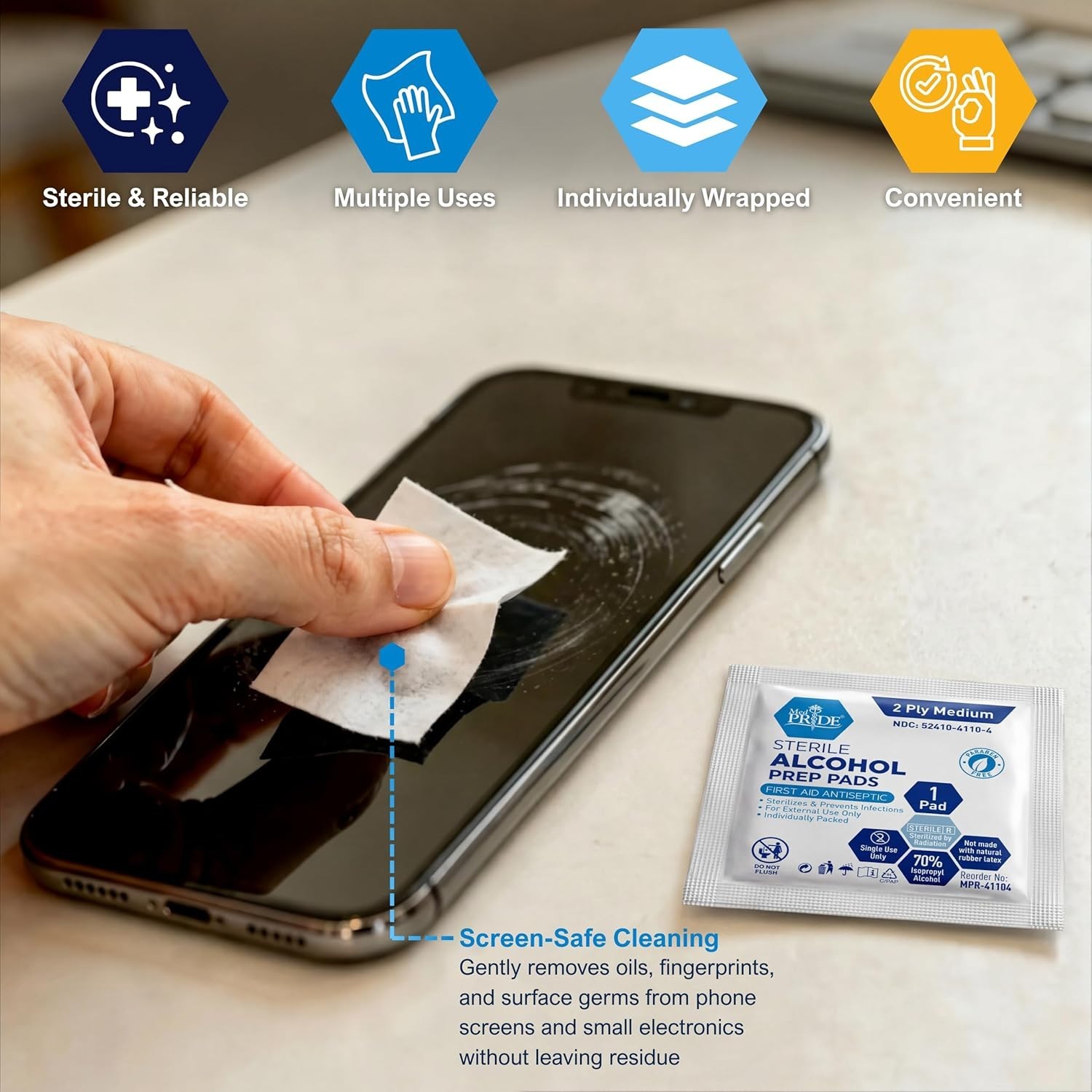 Individually Wrapped 100 Count Sterile Alcohol Swabs - Antiseptic & Convenient