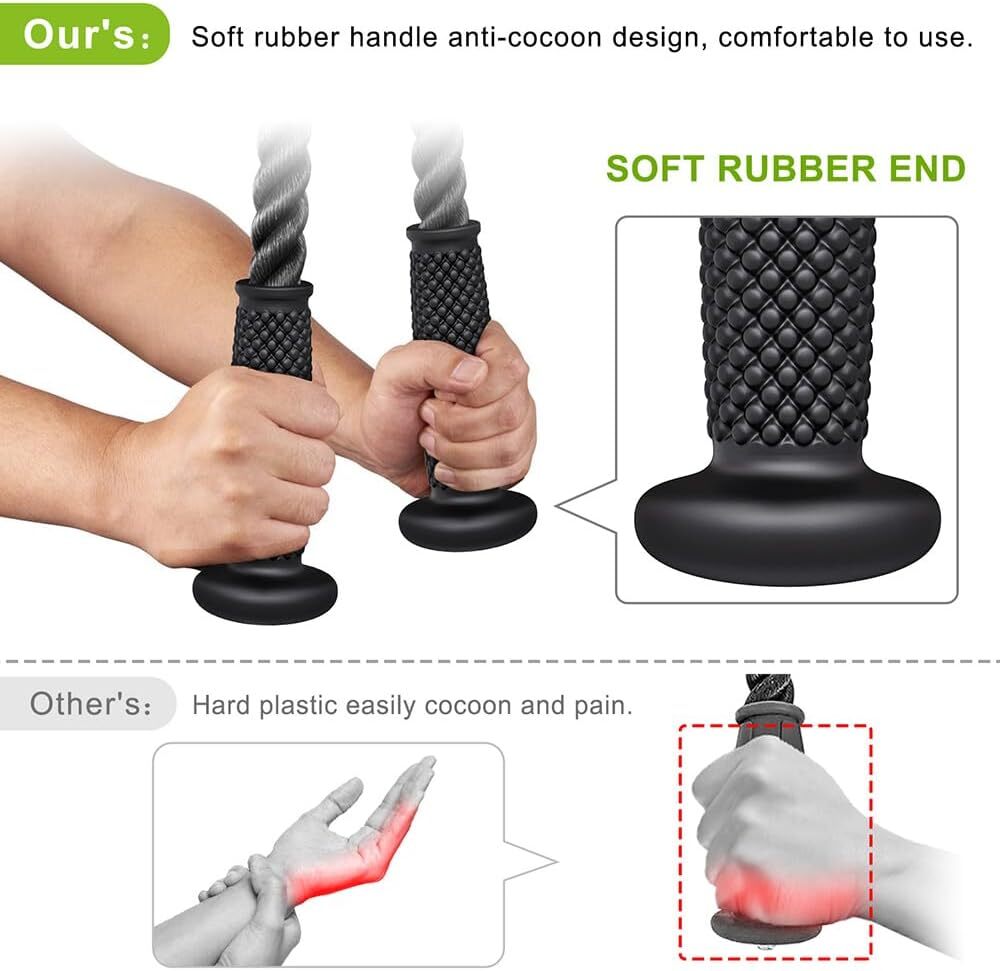 Cable Machine Attachments 28” Tricep Rope 12" LAT Pull Down Bars Cable Machin...