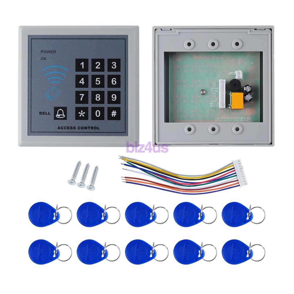 RFID Reader & Password Standalone Door Access Control Keypad+ 10 ID Card keyfobs