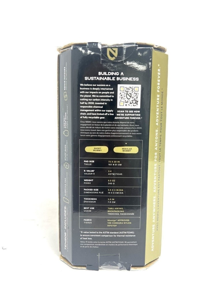 Nemo Tensor Elite Ultralight Insulated Sleeping Pad - Regular Mummy 72"x20"