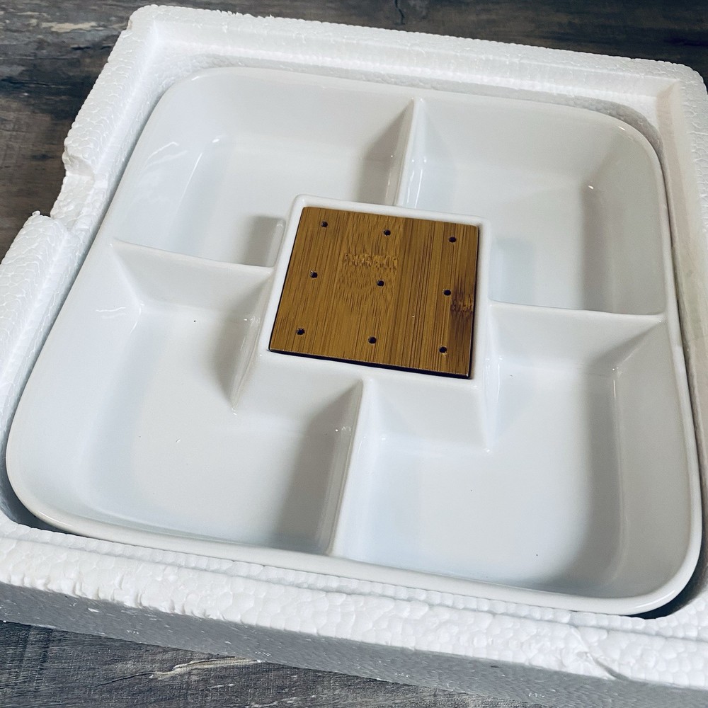 White Essentials Sectioned White Stoneware Server Serving Essential