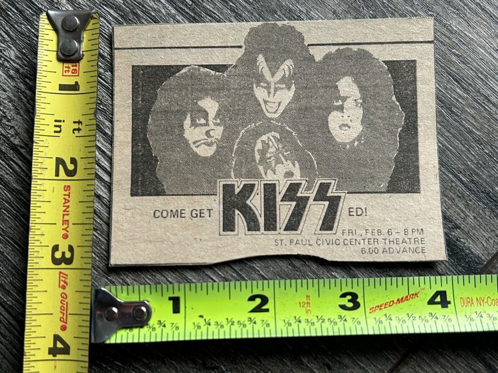 KISS Concert Ad Advert Alive Tour St Paul MN Feb 6 1976 Vintage Kiss Aucoin B