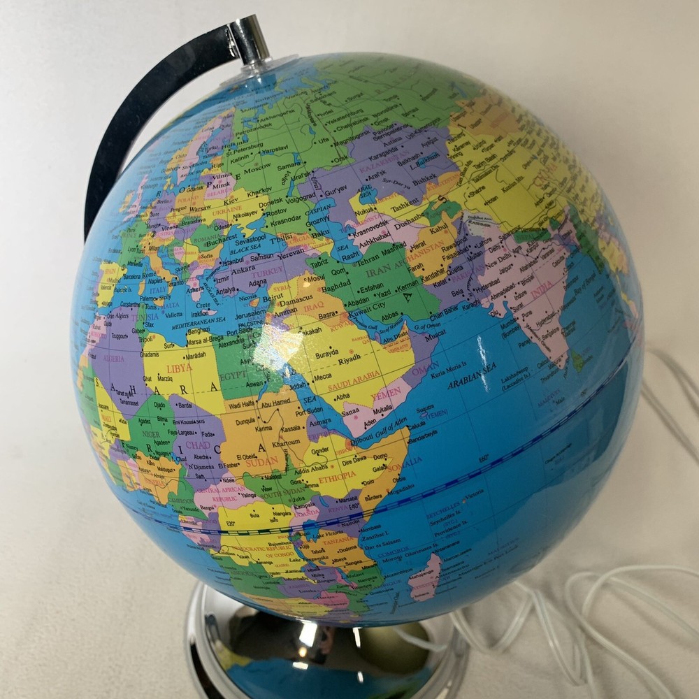 Day/Night Illuminated Constellation Light World Globe 12" Diameter Library