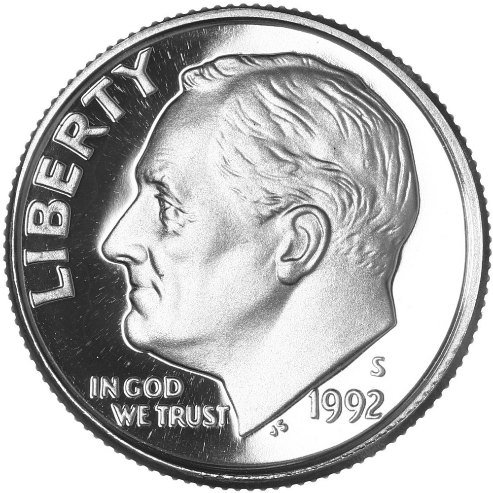 1992 S Roosevelt Dime Gem DCam Proof CN-Clad