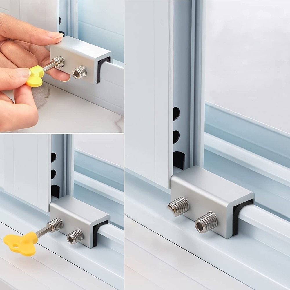 Window Locks, 8 Sets Sliding Security Window Lock with Key for Vertical & Hor...