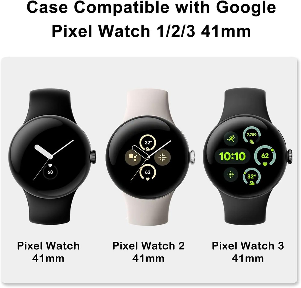 3-Pack Soft TPU Cases for Google Pixel Watch (41mm) with Screen Protector