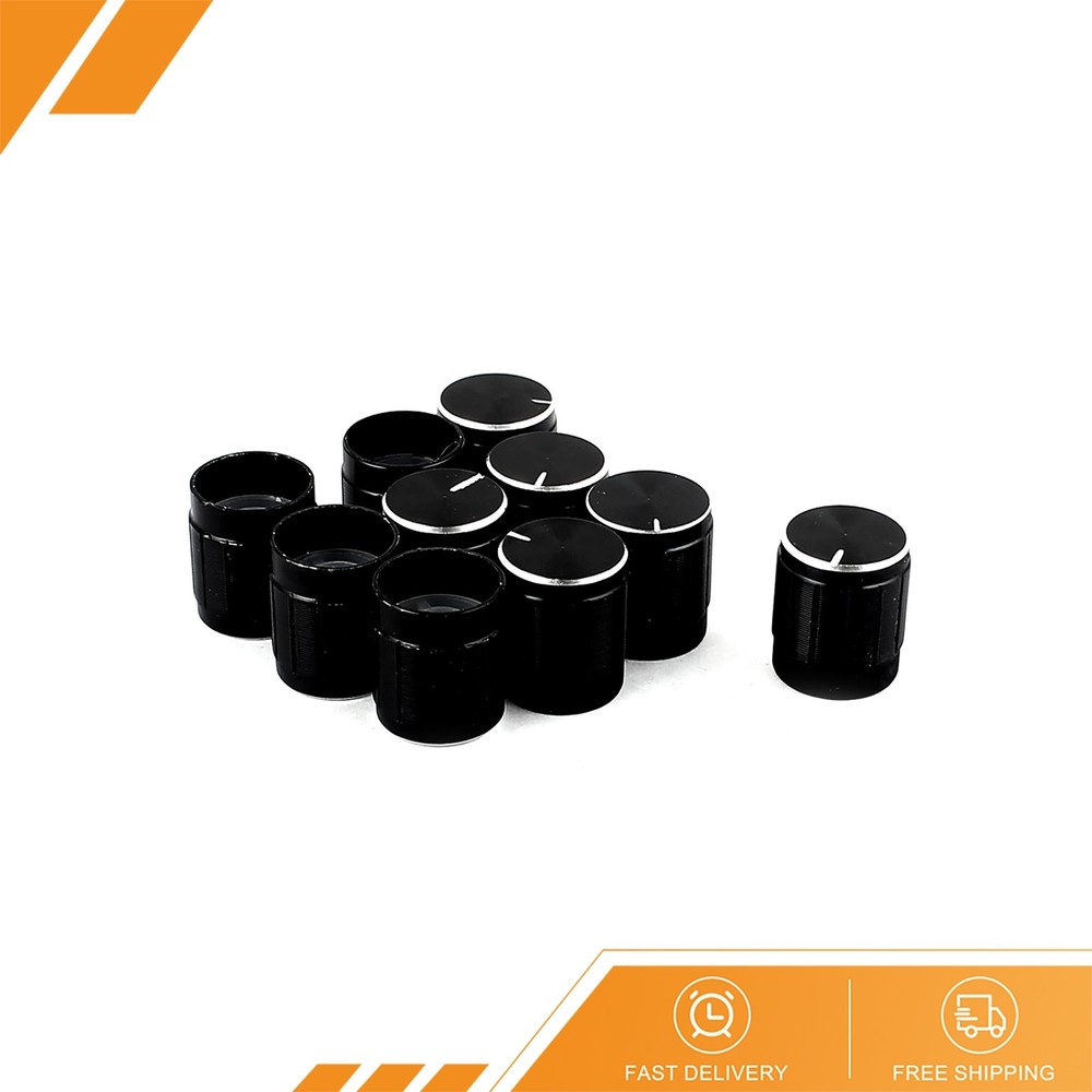 10 x Metal 6mm Knurled Shaft Potentiometer Control Knobs Black
