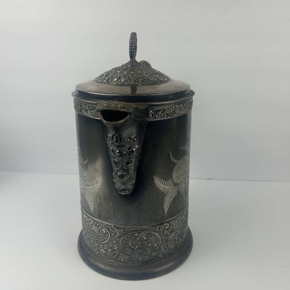 Victorian C. Webster & Sons Quadruple Plate Ice Water Pitcher Monogram “M”