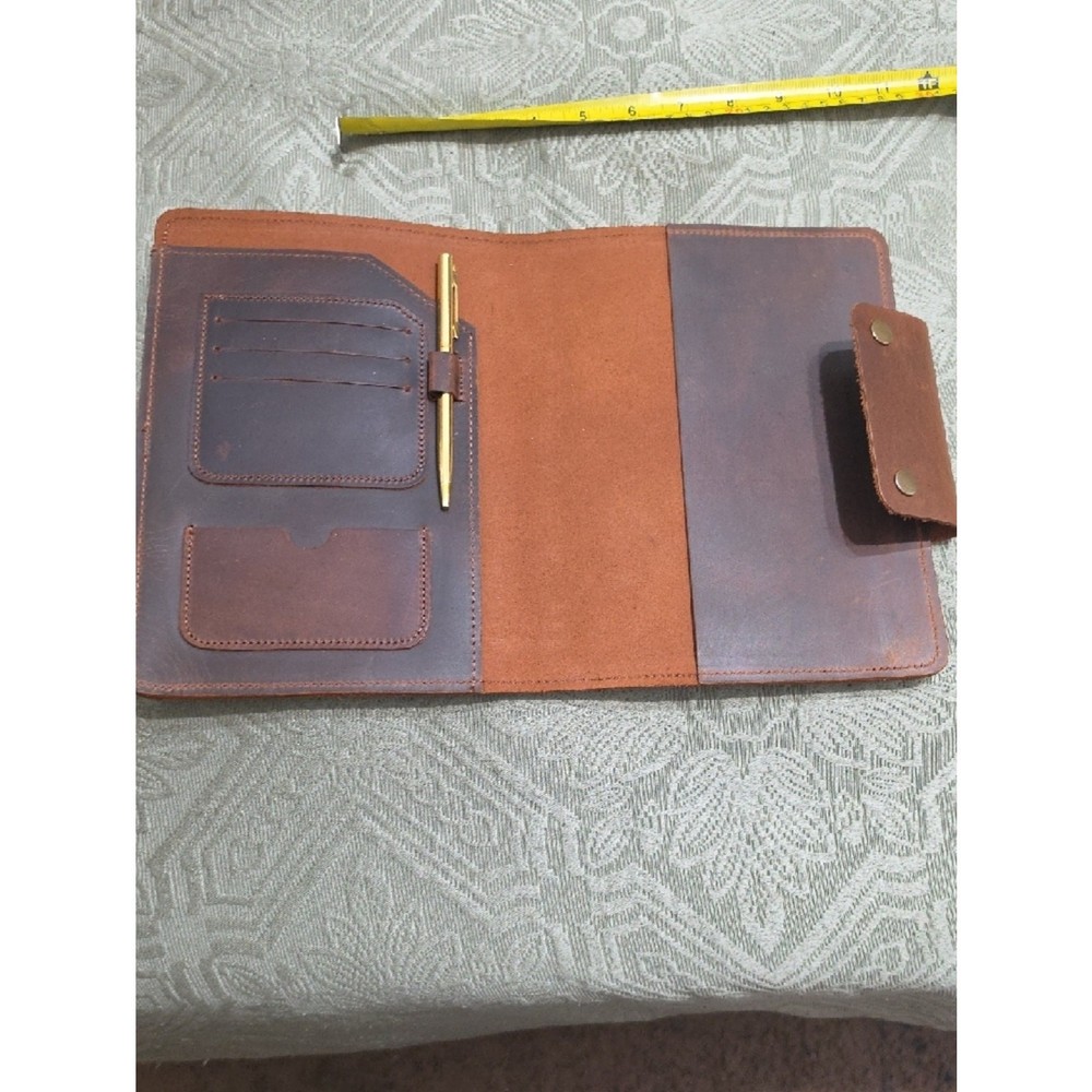 Handmade Brown NWOT Leather Refillable Calendar/Notebook W/ Snap Strap