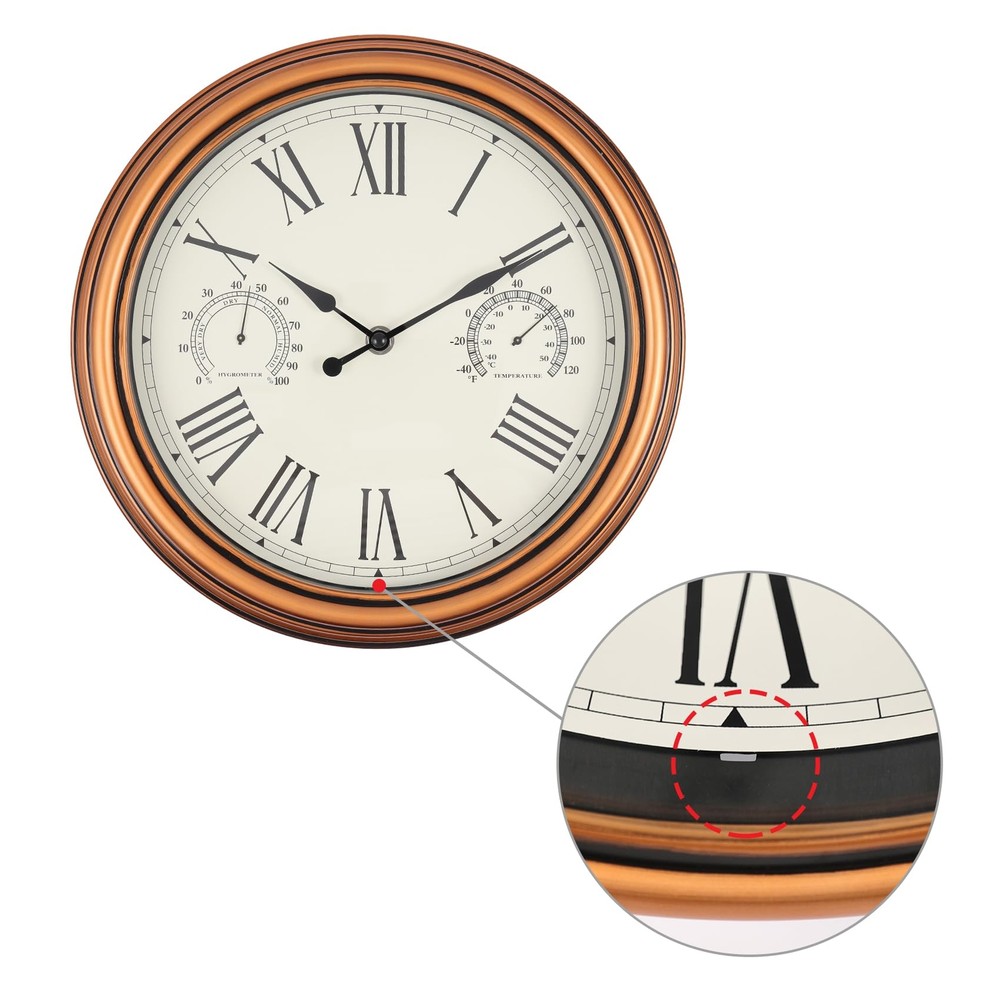 12 inch Outdoor Wall Clock Plastic Waterproof Wall Clock with Temperature & H...