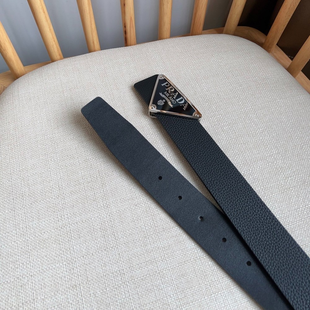Prada men's black leather belt