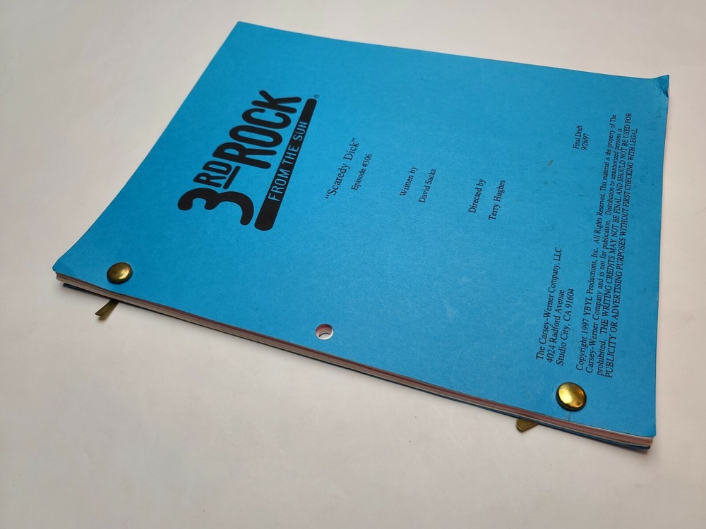 3RD ROCK FROM THE SUN / David Sacks 1997 TV Script, "Scaredy Dick"