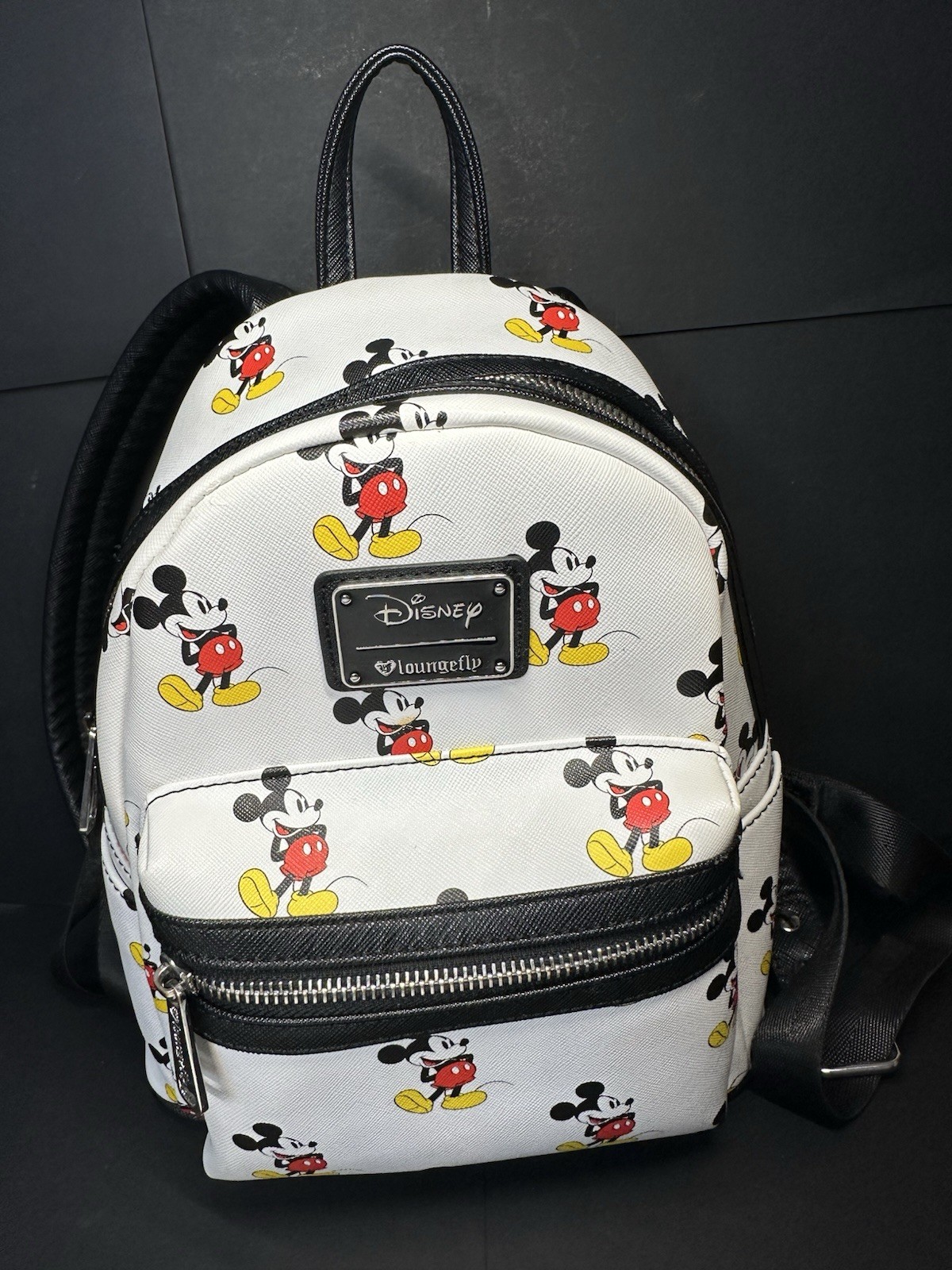 Loungefly Disney Classic Mickey Mouse Mini Backpack White Red Adjustable Straps