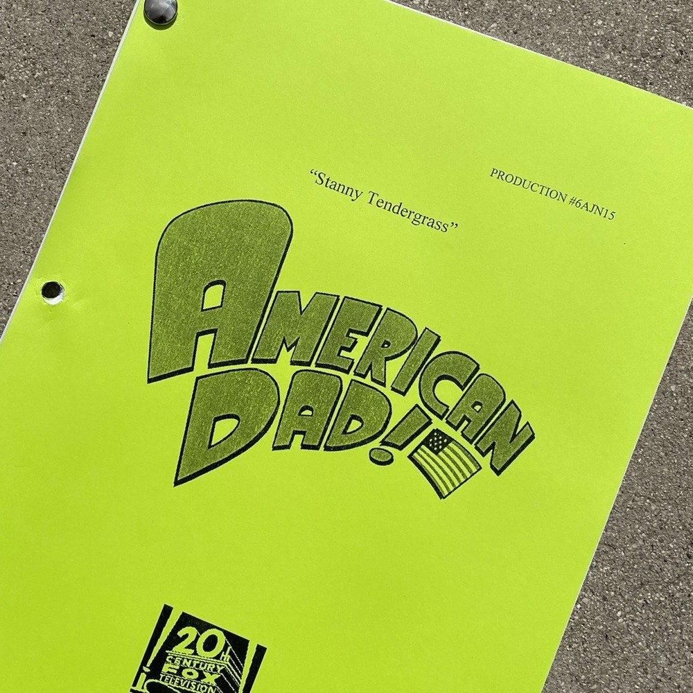 American Dad 2010 Stanny Tendergrass Production Used Original Table Draft Script