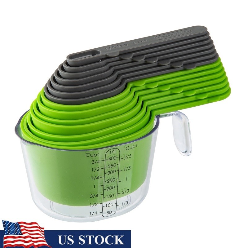 15pc Magnetic Measuring Set Measuring Cups & Spoons Kitchen Tools Space-Saving