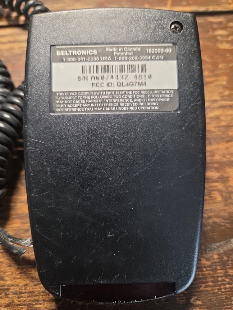Beltronics Vector 955 Radar Detector w/Cord and Users Manual