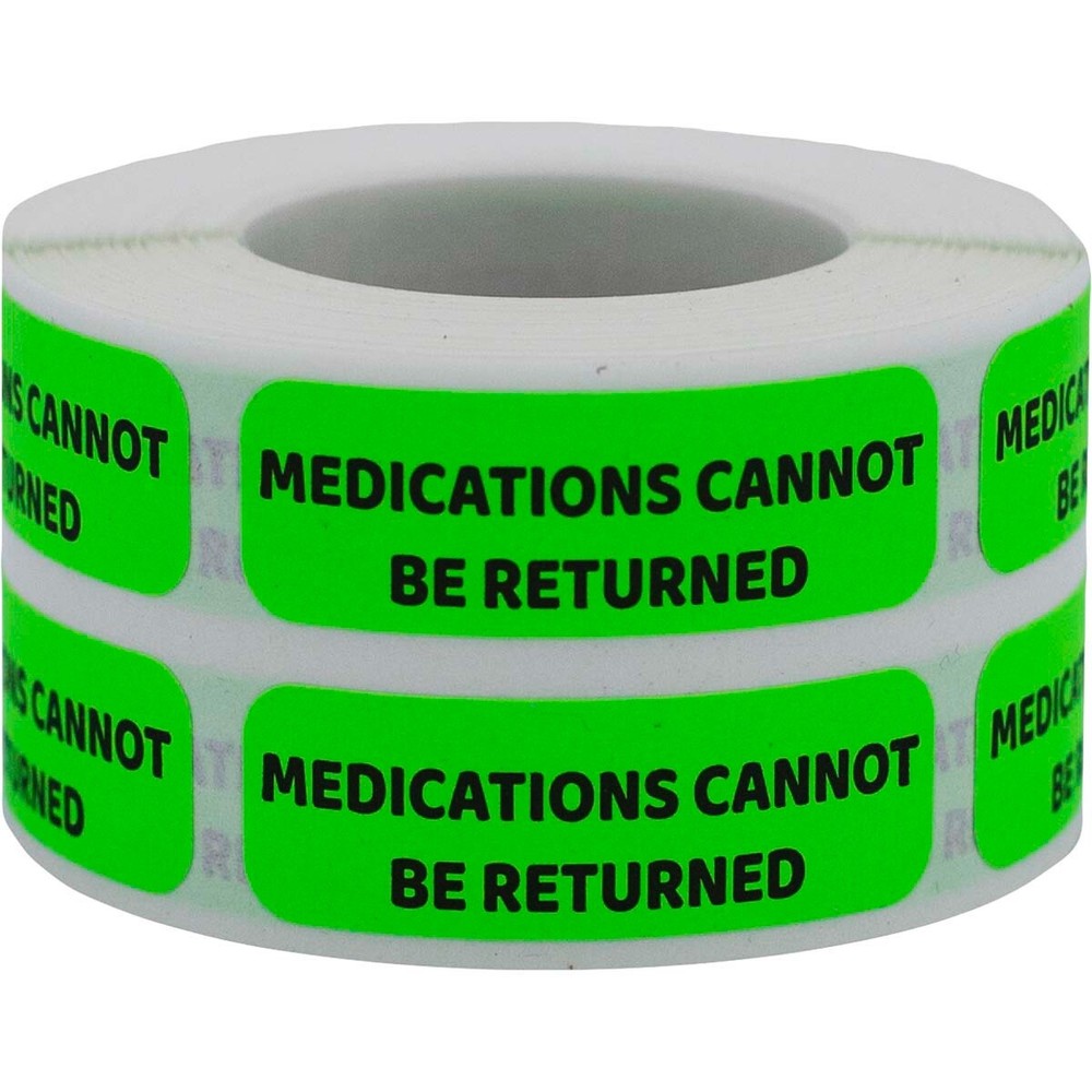 Medications Cannot Be Returned Labels | 0.5″ x 1.5″ Rectangle - 500 Pack