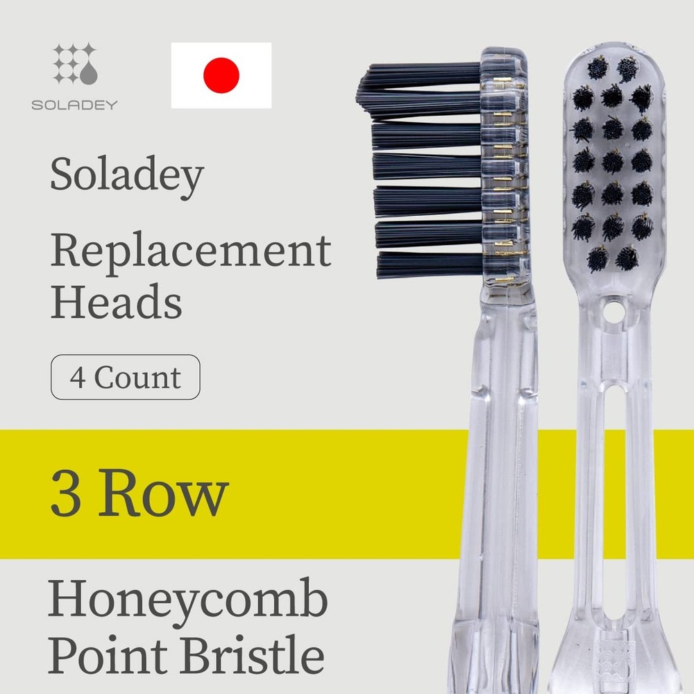 Soladey Ionic Toothbrush Replacement Brush Heads Refill, 4 Count -3 Row Honey...