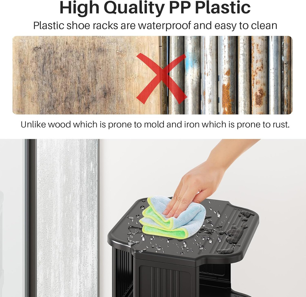 8-Tier Vertical Plastic Shoe Rack, Freestanding Stackable Storage Organizer for