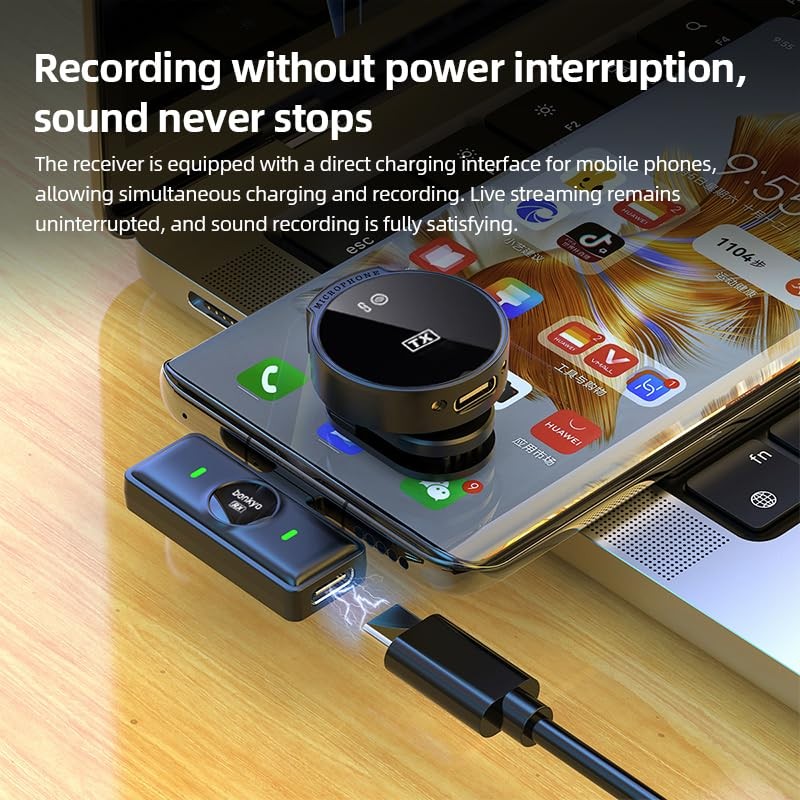 Magnetic Wireless Lavalier Mic for Android, iPhone(2 TX+1 RX+Charging Case), ...