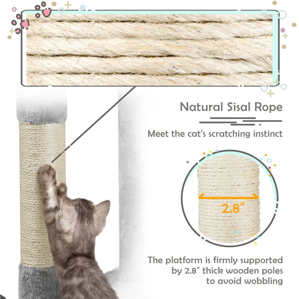 Multilevel Cat Tree Basket Condo Scratching Posts, Dark Gray