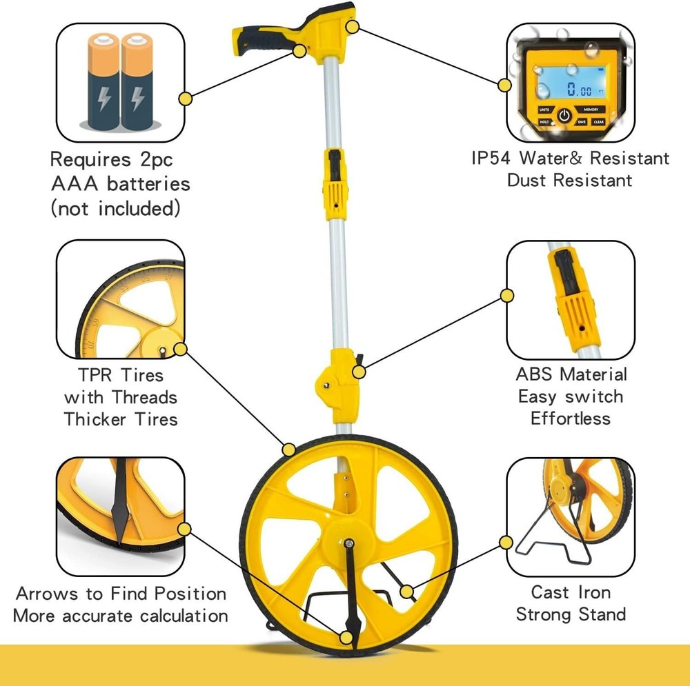 Measuring Wheel Digital Display, 3-Sections Foldable 12Inch Wheel